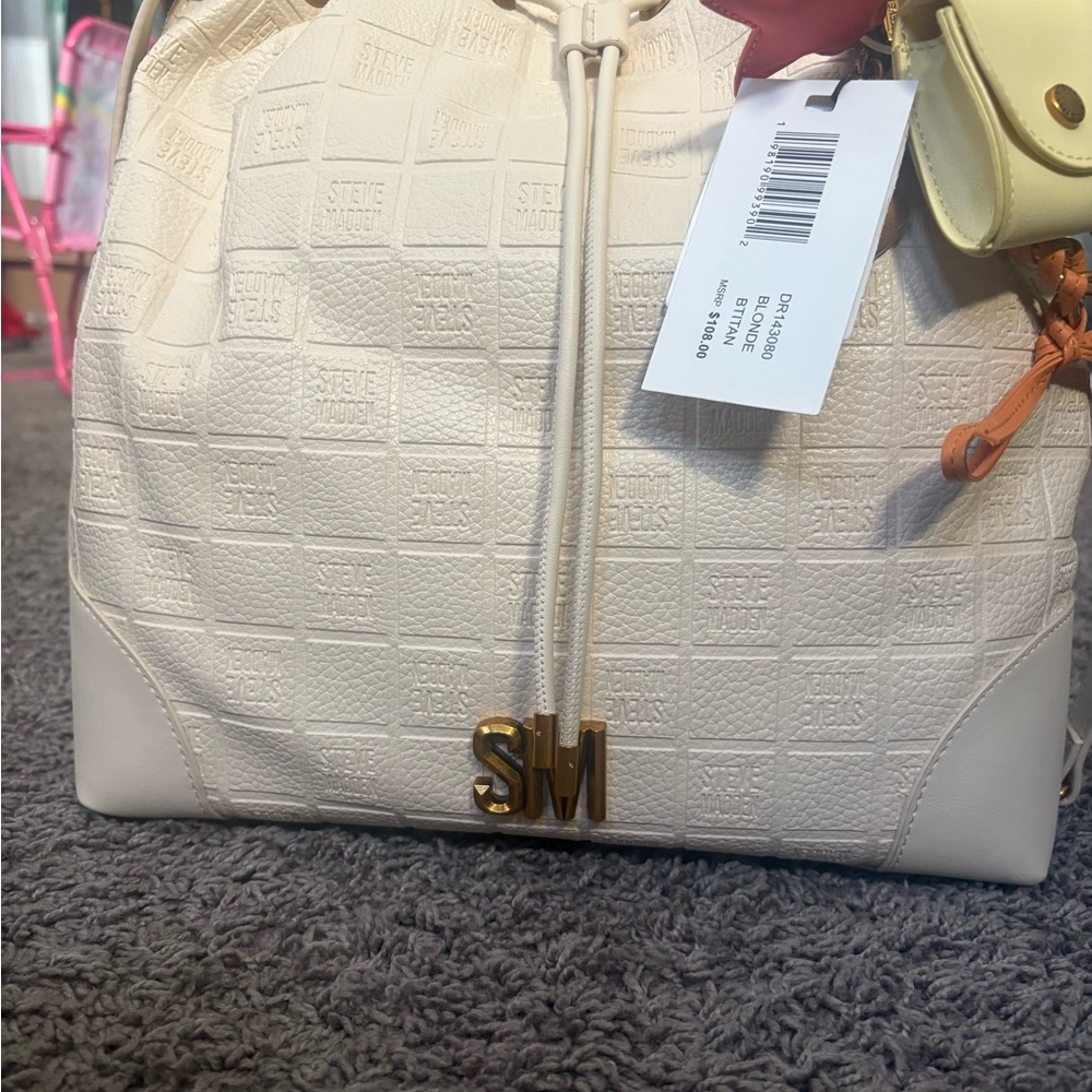 Steve Madden Textured Cream Backpack